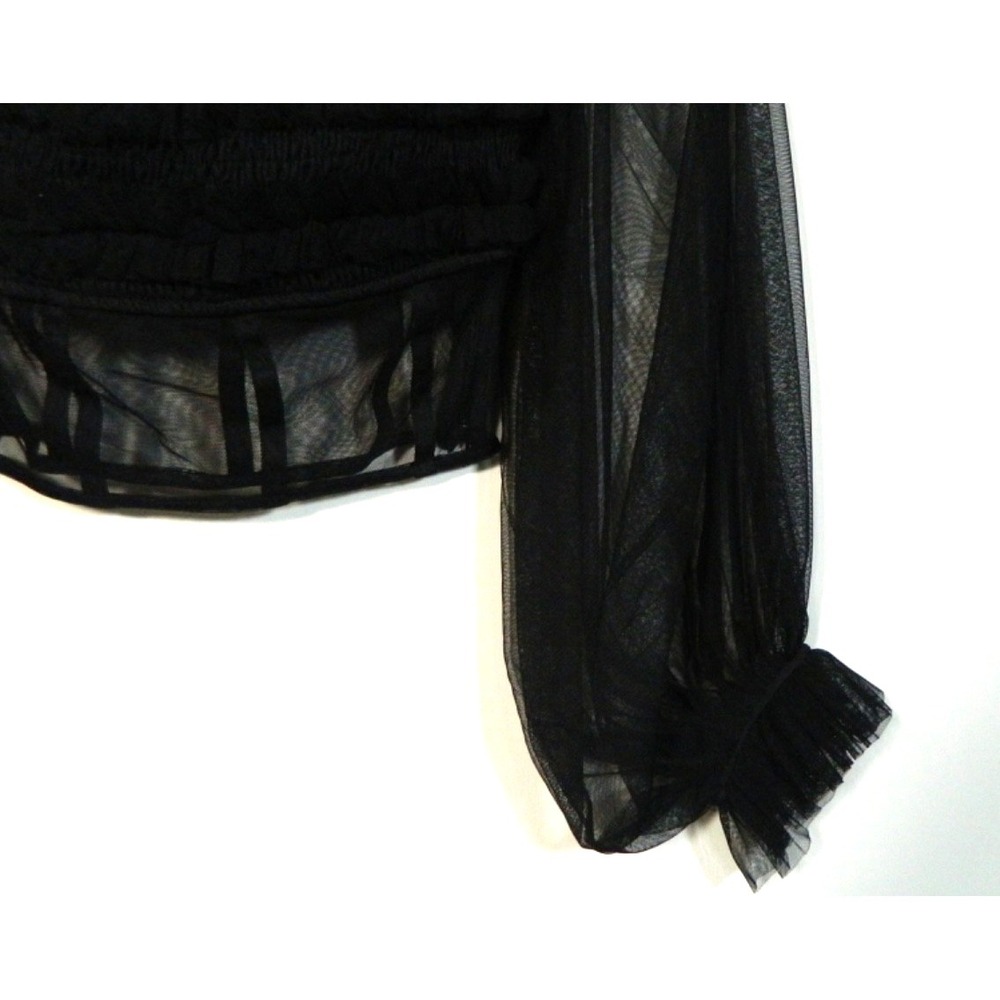Lace and Beads Black Lace Tulle BUSTIER Side  Zipper Tulle Sleeve Sz 6 Whimsy - Picture 4 of 7
